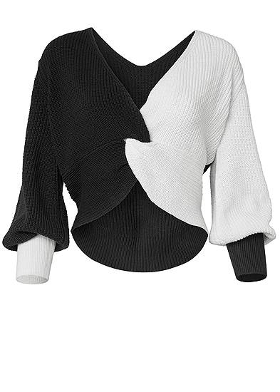 Plus Size Twist V-Back Sweater