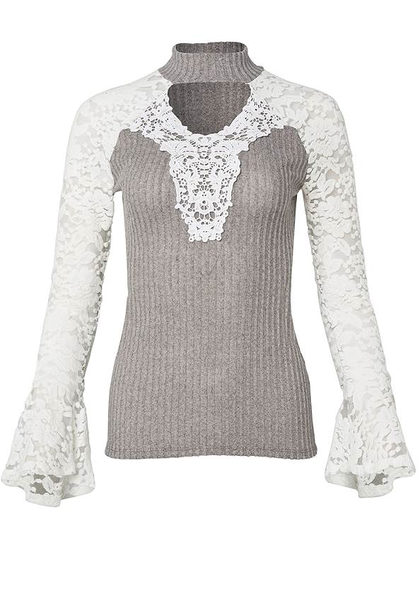 Ghost with background  view Lace Detail Ribbed Top