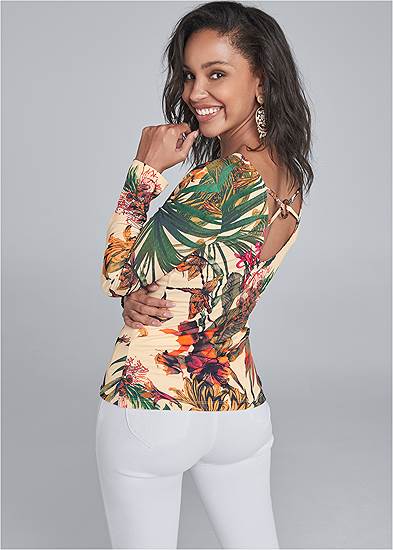 Strappy Back Print Top