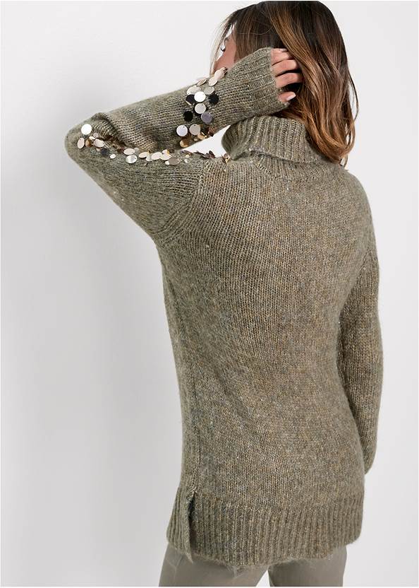 Cropped back view Sequin Turtleneck Sweater
