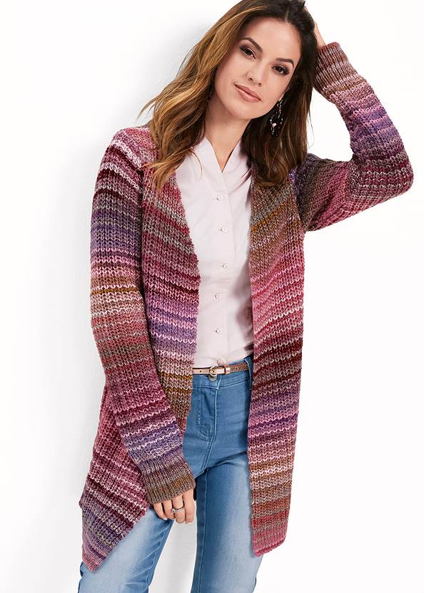 Cropped front view Striped Cardigan