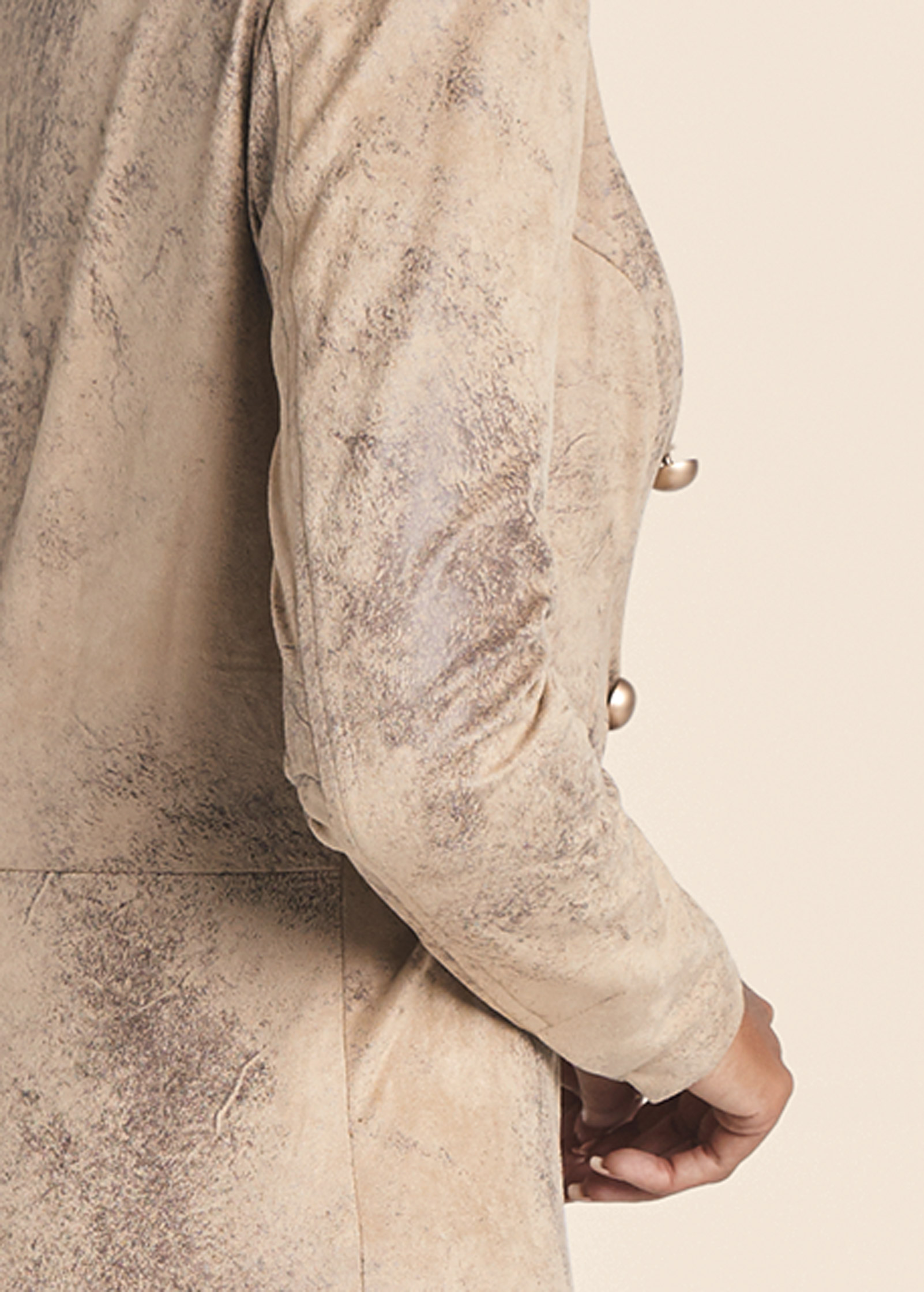 High-low faux-suede blazer in Brown Multi | VENUS