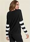 Back View Stripe Sleeve Sweater