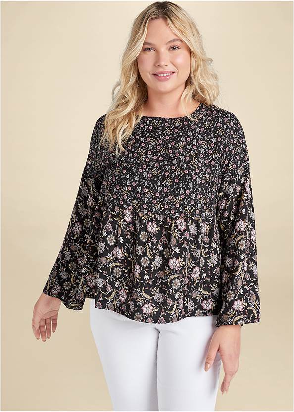 Cropped Front View Floral Printed Top