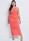 Alternate View Ruched Bodycon  Side Slit Maxi Dress