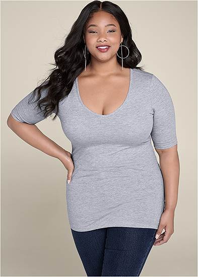 Plus Size Long And Lean V-Neck Tee