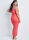 Back View Ruched Bodycon  Side Slit Maxi Dress