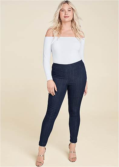 Plus Size Mid-Rise Slimming Stretch Jeggings