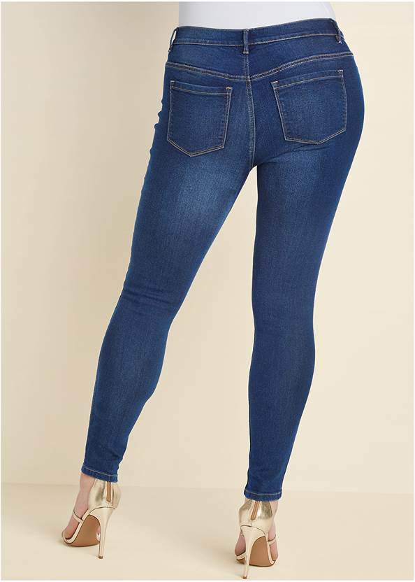 Cropped Front View Mid Rise Color Skinny Jeans