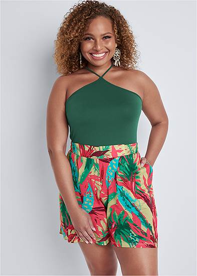 Plus Size Floral Printed Shorts