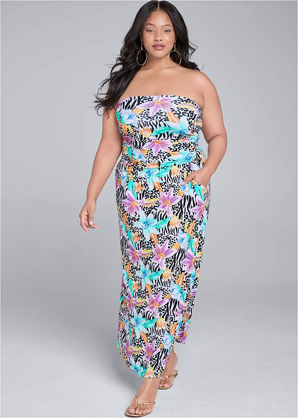 Full Front View Strapless Maxi Dress