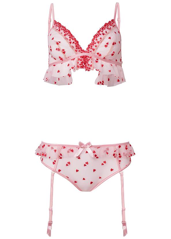Ghost with background  view Heart Print Bra/Panty Set