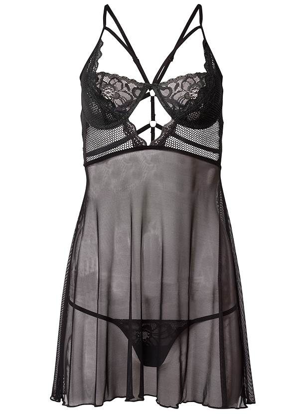 Ghost with background  view Strappy Sheer Babydoll