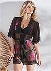 Cropped front view Floral Print Sheer Robe