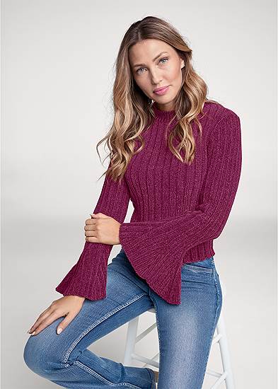 Chenille Bell Sleeve Sweater