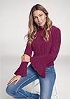 Front View Chenille Bell Sleeve Sweater