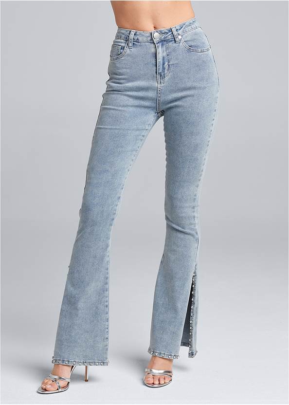Front View Rhinestone Bootcut Jeans