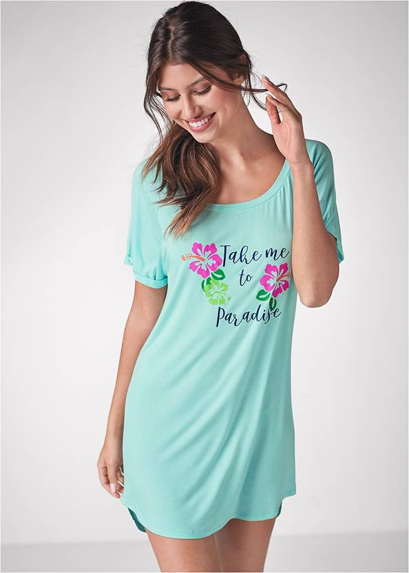 Graphic Sleepshirt,Pearl By Venus® Lace Bralette,Pearl By Venus® Lace Trim Bikini 3 Pack