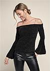Alternate View Off-The-Shoulder Pearl Strap Chenille Sweater