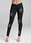 Front View Rhinestone Detail Jeans