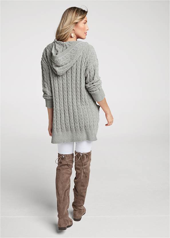 Back View Chenille Cable Knit Cardigan