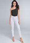 Full Front View Elastic Waistband Jeans