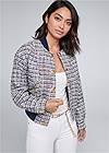 Cropped front view Tweed Bomber Jacket