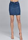 Front view Color Mini Jean Skirt