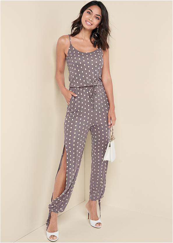 Front View Polka Dot Jumpsuit