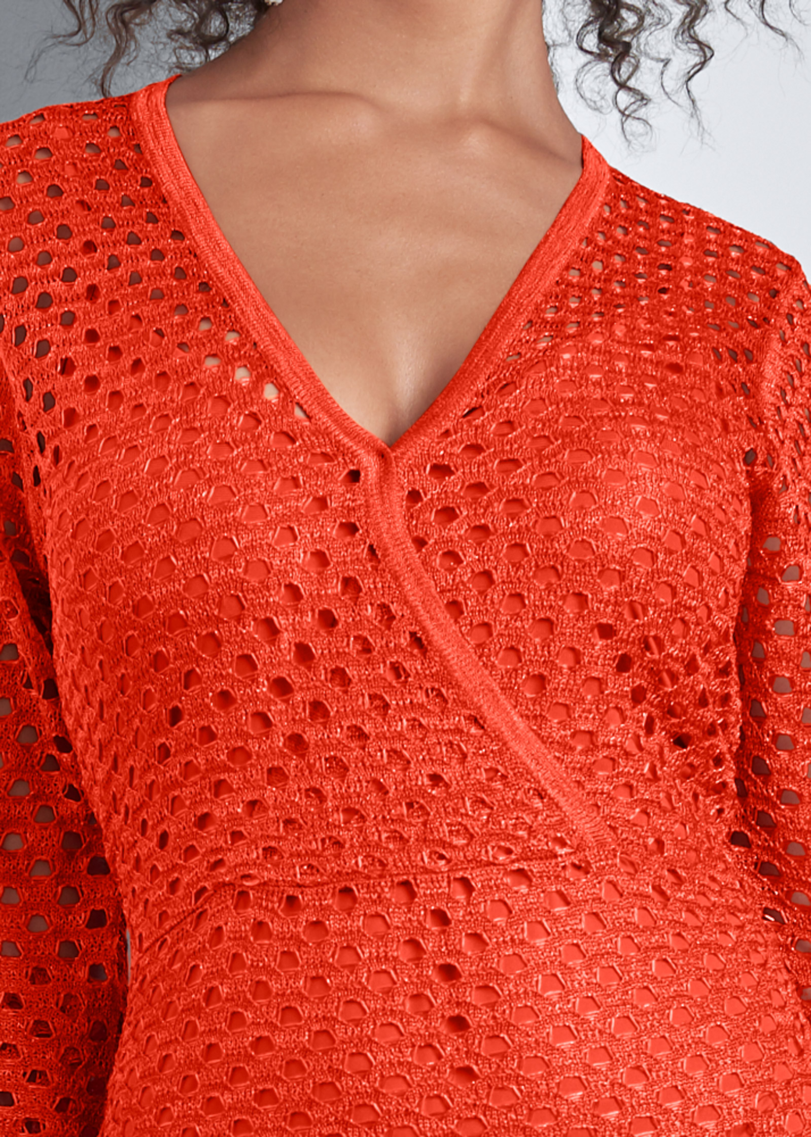 Open Knit Maxi Sweater Dress - Orange | VENUS