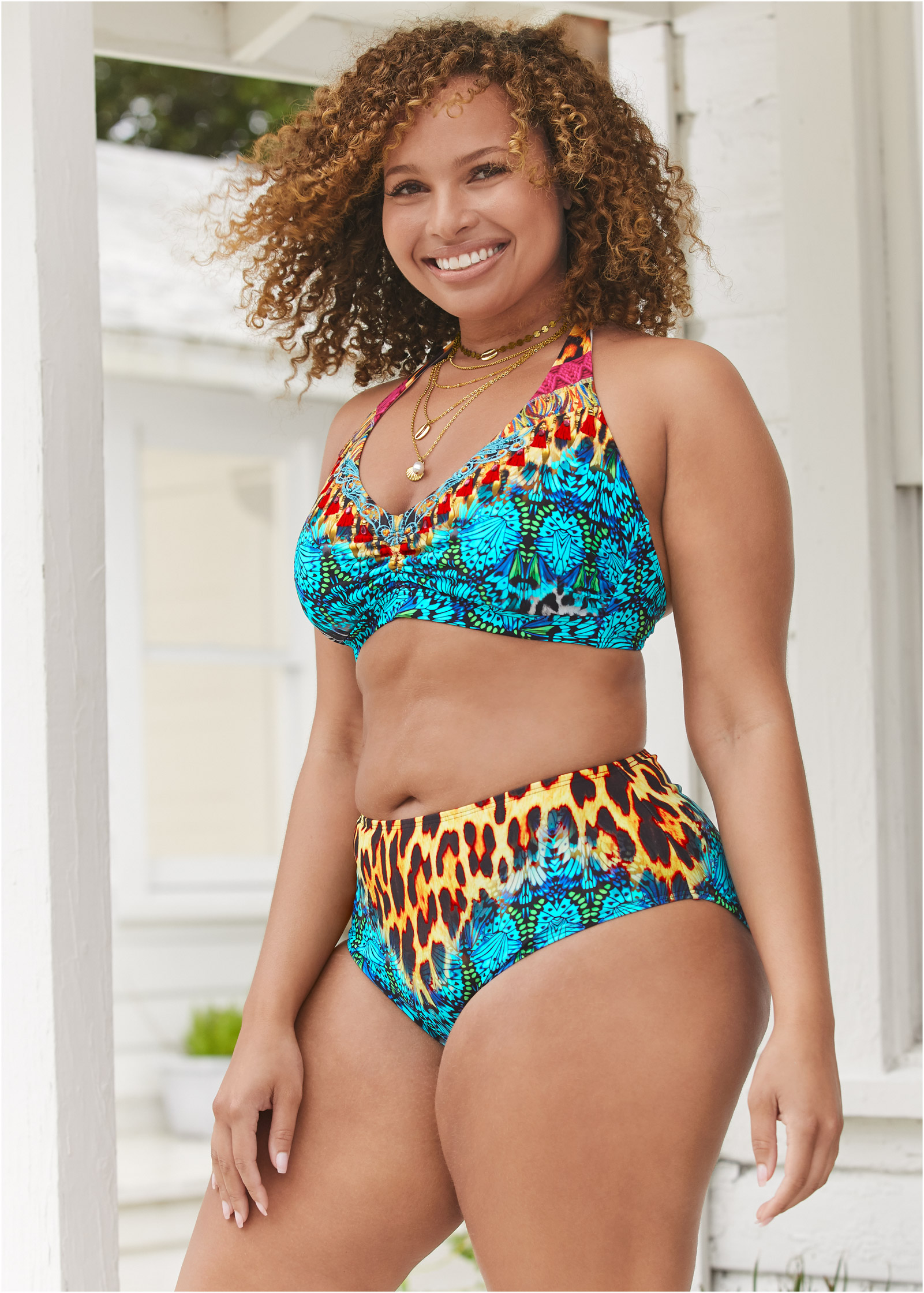 halter top plus size swimwear