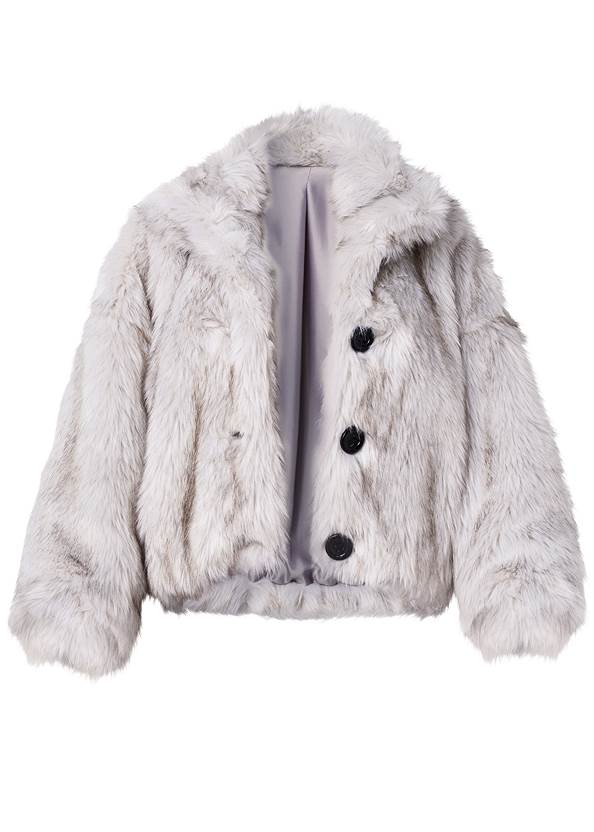 Short Faux Fur Jacket In White Venus, Can A Faux Fur Coat Be Altered