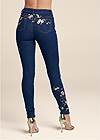 Waist down back view Floral Embroidered Skinny Jeans