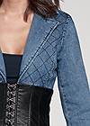 Detail front view Quilted Jean Trench With Faux Leather Detail