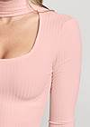 Detail front view Ribbed Mock-Neck Top