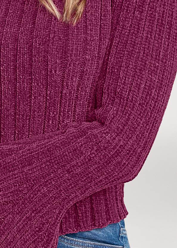 Detail front view Chenille Bell Sleeve Sweater