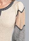 Detail front view Color Block Puff Sleeve Cardigan