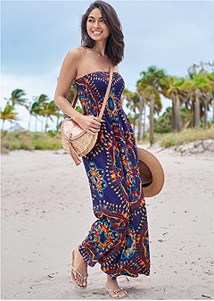 Maxi Dress in Navy Multi | VENUS