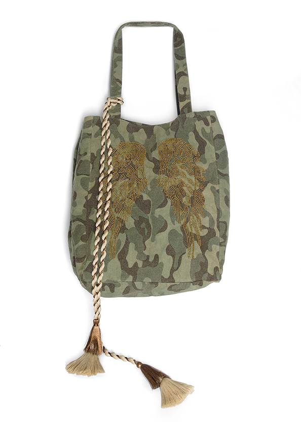 Beaded Wings Tote Bag,Square Neck Tank Top, Any 2 For $39,Camo Shorts,Lace-Up Star Sneakers