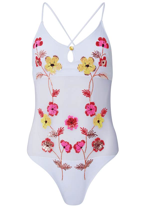 Alternate View Sequin Floral One Piece