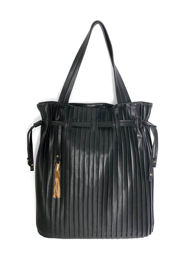 Flatshot front view Pleated Tote Bag