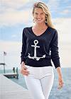 Front View Anchor V-Neck Sweater