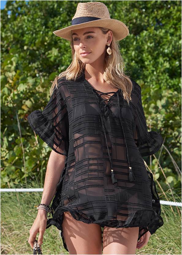 Ruffle Tunic Cover-Up,Enhancer Push-Up Triangle Top,Classic Scoop Front Bottom 