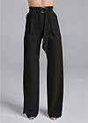 Front View Smoothing Belted Side Slit Pants