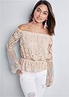 Front View Off-The-Shoulder Lace Top