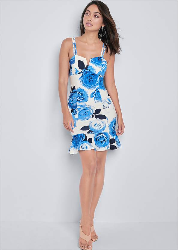 Full front view Floral Print Bodycon Dress
