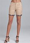 Cropped Front View Leopard Trim Shorts
