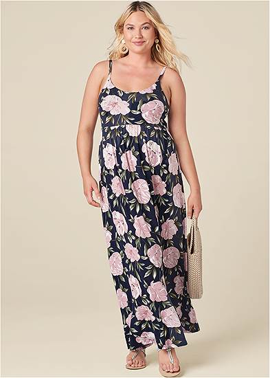 Plus Size Floral Printed Maxi Dress