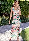 Front View Halter Printed Maxi Dress