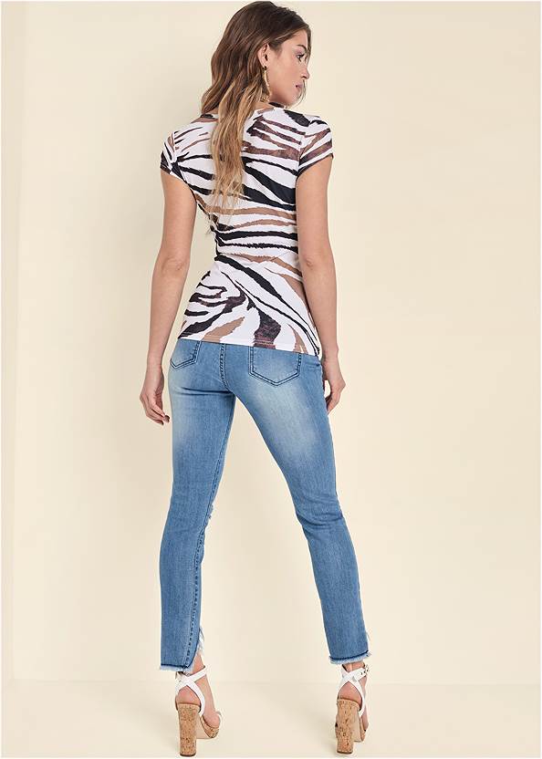 Back View Printed Square Neck Top